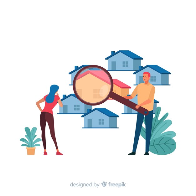 Concepto de búsqueda de casa para la página de destino