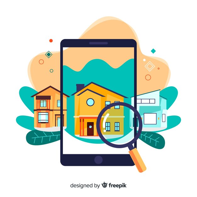 Concepto de búsqueda de casa para la página de destino