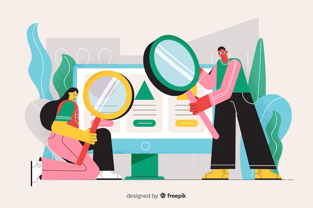 Concepto de búsqueda de ilustración de página de destino