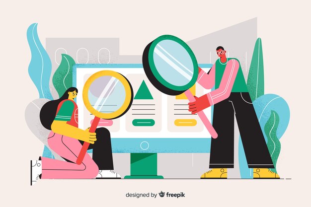 Concepto de búsqueda de ilustración de página de destino