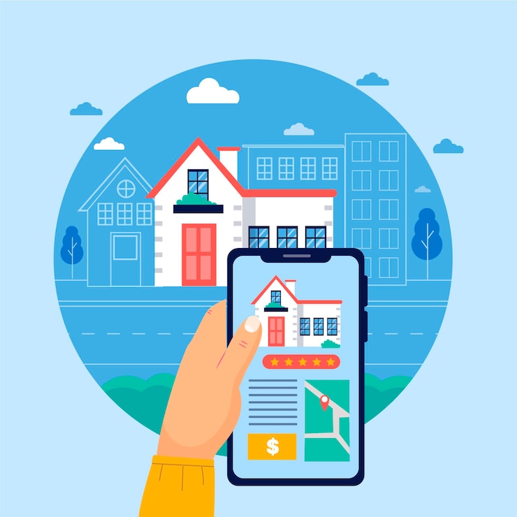 Vector gratuito concepto de búsqueda inmobiliaria