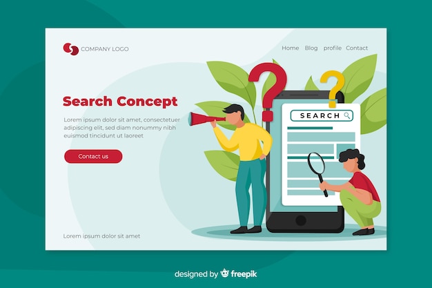 Concepto de busqueda para landing page