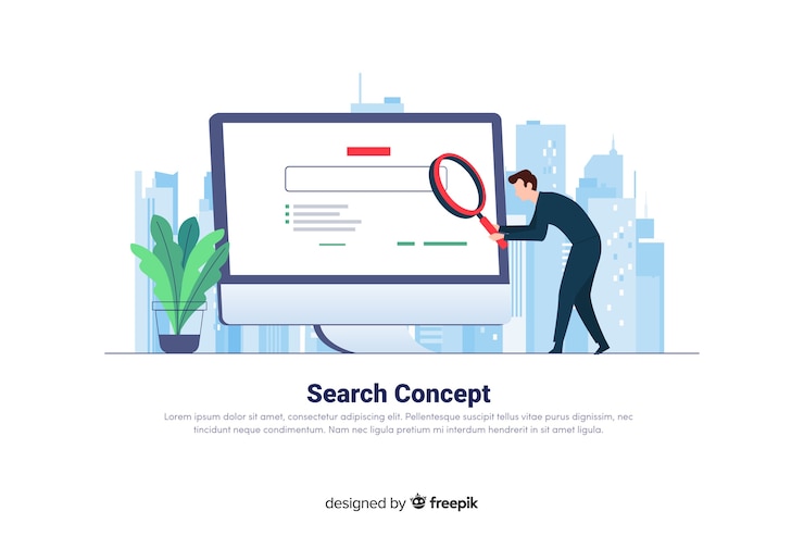 Vector gratuito concepto de busqueda para landing page
