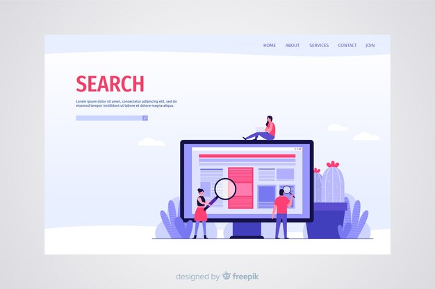 Concepto de búsqueda para landing page