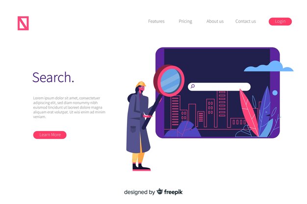 Vector gratuito concepto de búsquedas para landing page