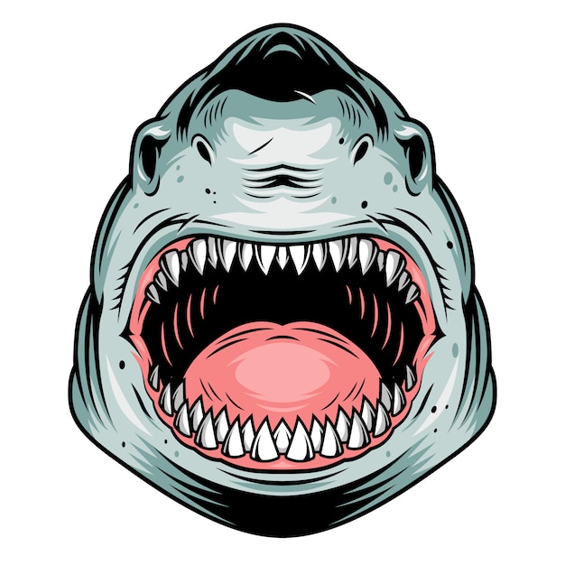 Vector gratuito concepto de cabeza de tiburón agresivo colorido