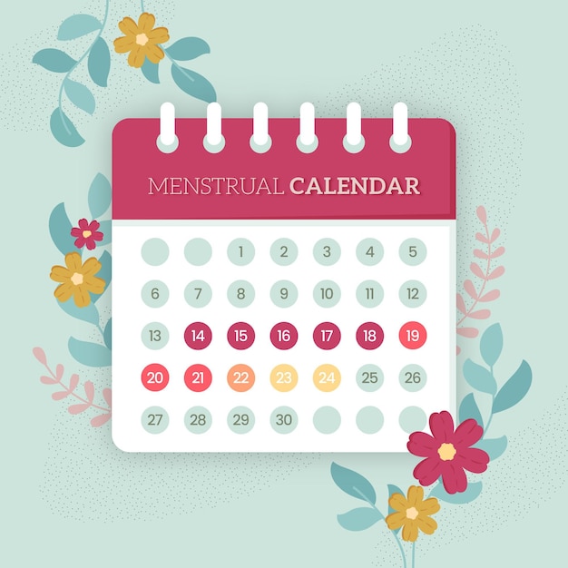 Concepto de calendario menstrual con flores