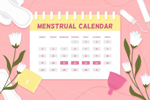 Concepto de calendario menstrual con flores