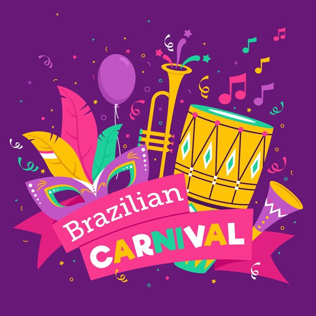 Concepto de carnaval brasileño dibujado a mano