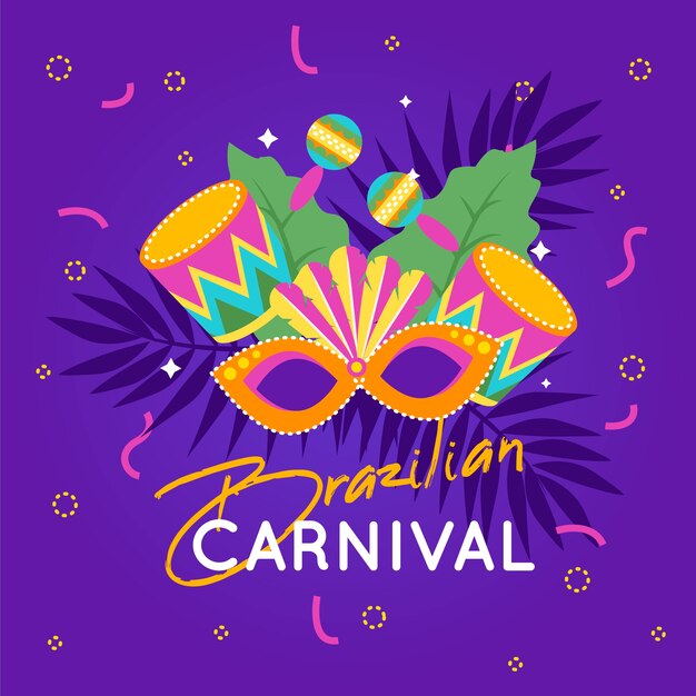 Concepto de carnaval brasileño de diseño plano