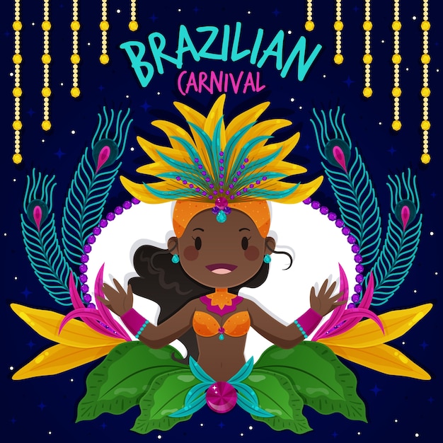 Concepto de carnaval brasileño de diseño plano