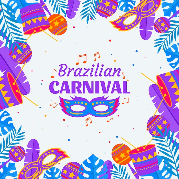 Concepto de carnaval brasileño en diseño plano