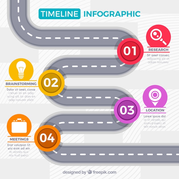 Concepto de carretera para línea de tiempo infográfica