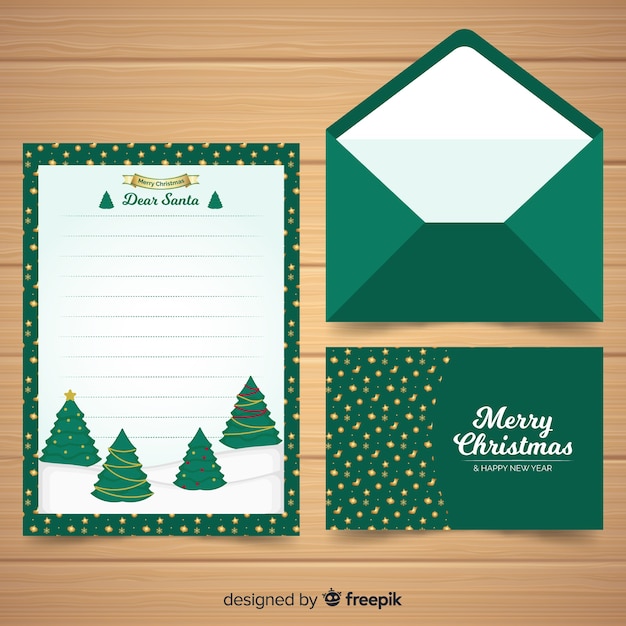 Vector gratuito concepto de carta y sobre de navidad