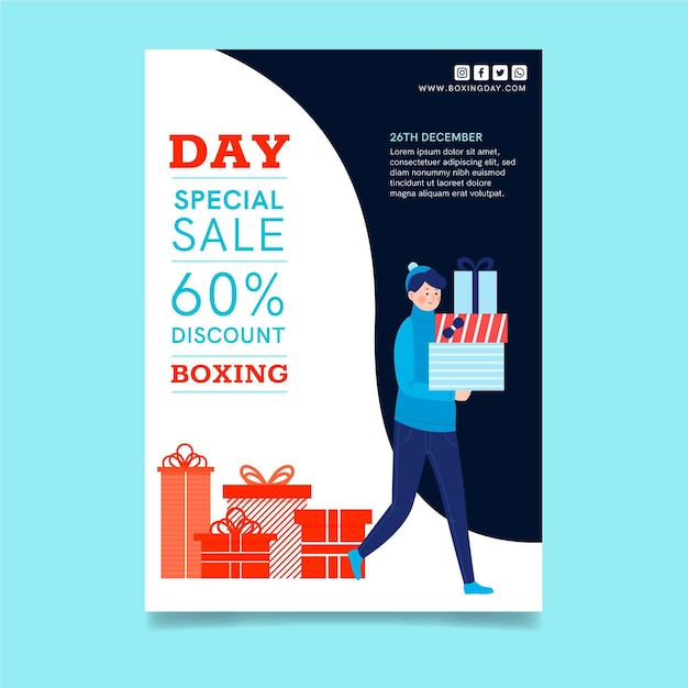 Vector gratuito concepto de cartel de boxing day a4