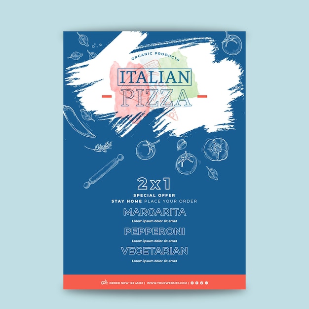 Concepto de cartel de comida italiana