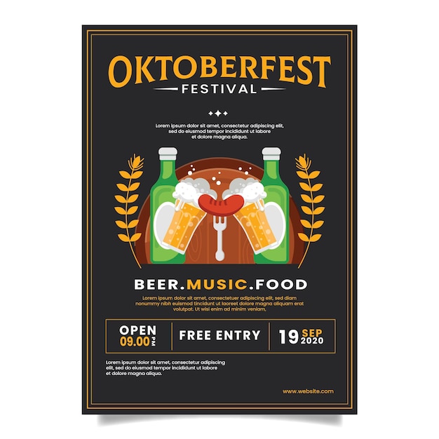 Vector gratuito concepto de cartel plano oktoberfest