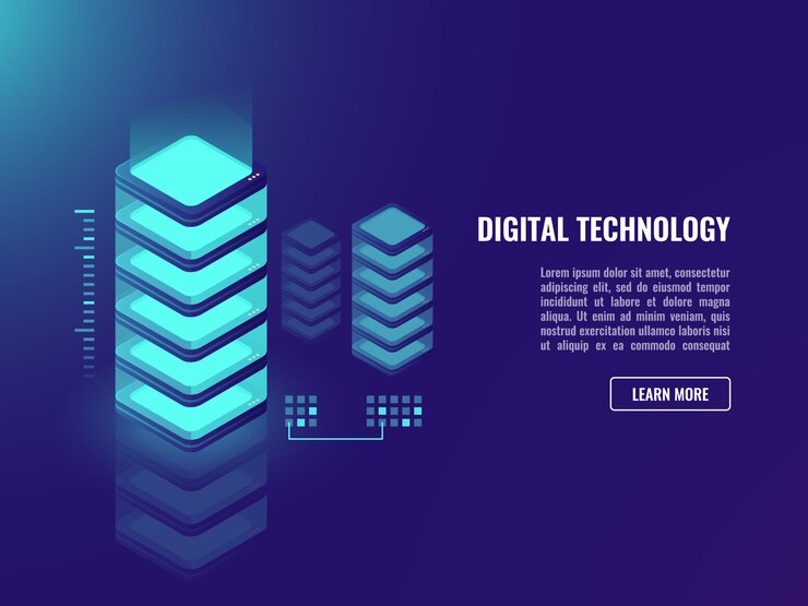 Vector gratuito concepto de centro de datos, redes, sitio web y desarrollo de aplicaciones web