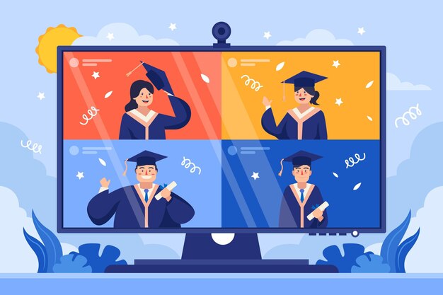 Concepto de ceremonia de graduación virtual