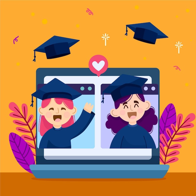 Concepto de ceremonia de graduación virtual