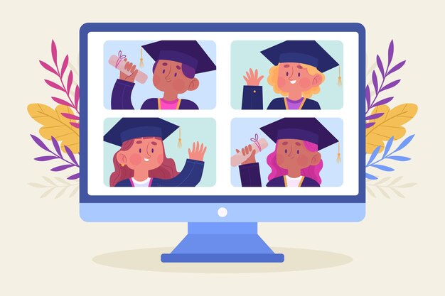 Concepto de ceremonia de graduación virtual