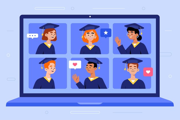 Concepto de ceremonia de graduación virtual