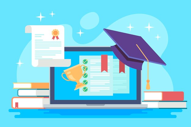 Concepto de certificación en línea con título