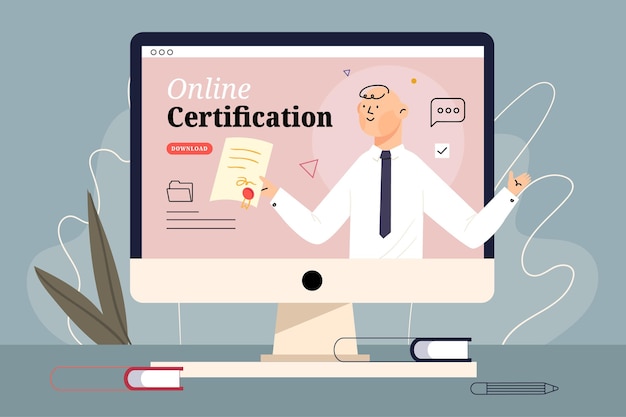 Vector gratuito concepto de certificación en línea