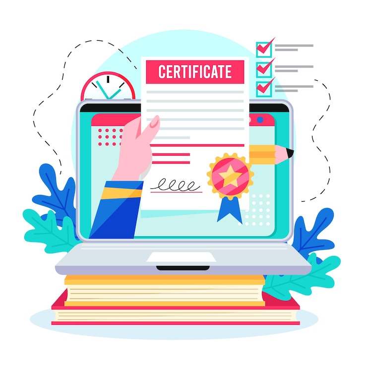 Vector gratuito concepto de certificación en línea