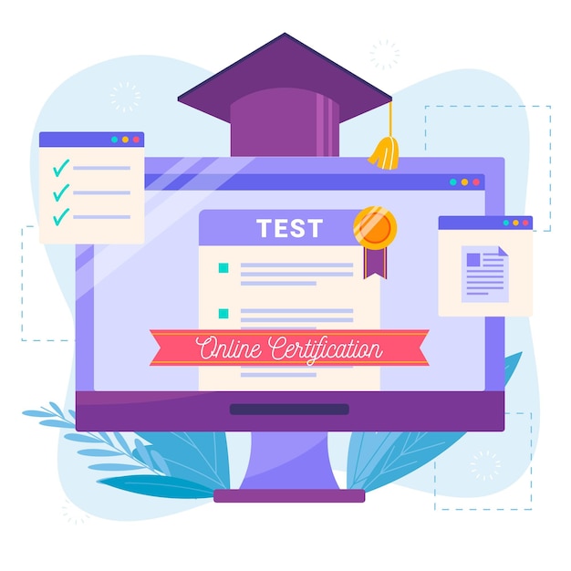 Vector gratuito concepto de certificación en línea