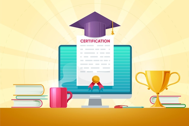 Vector gratuito concepto de certificación en línea