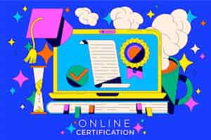 Vector gratuito concepto de certificación en línea