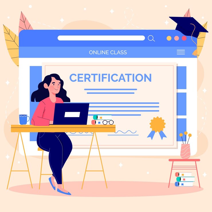 Vector gratuito concepto de certificación en línea