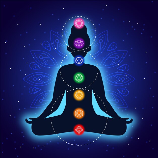 Concepto de chakras con cuerpo