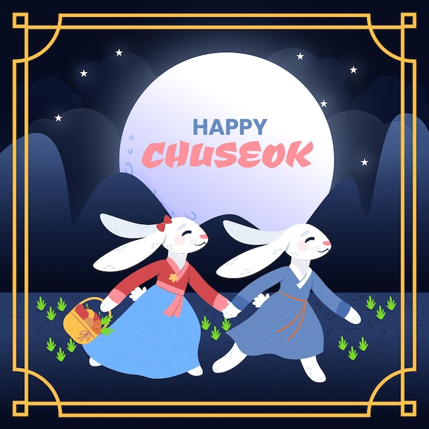 Concepto de chuseok dibujado a mano