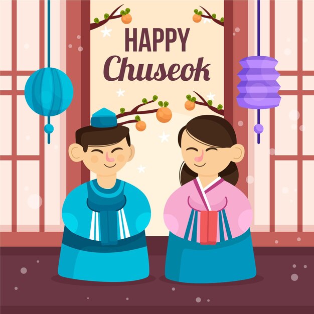 Concepto de Chuseok en diseño plano