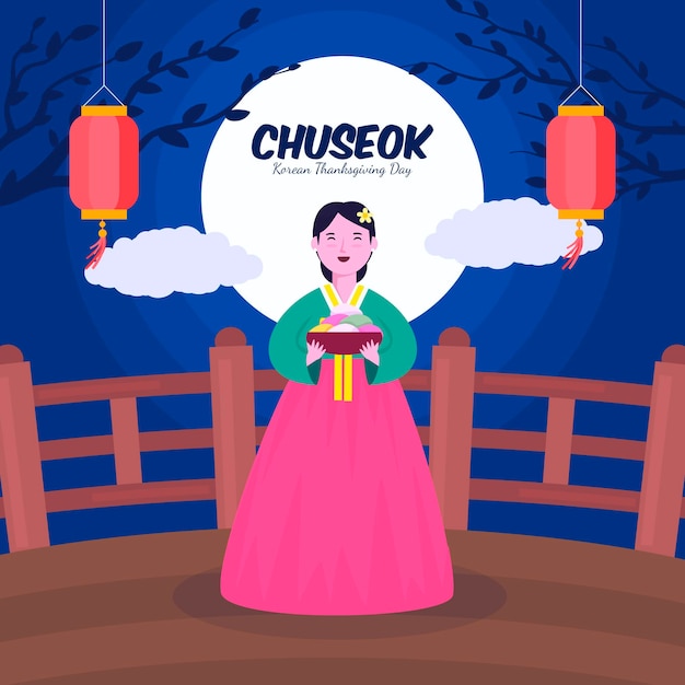 Concepto de chuseok en diseño plano