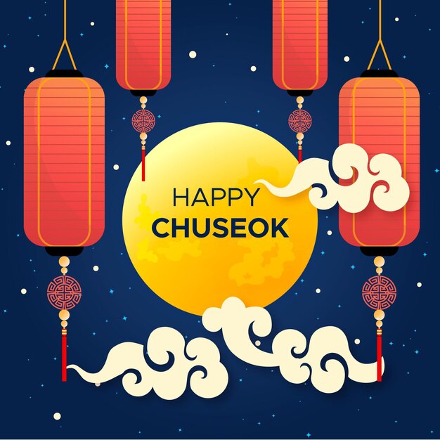 Concepto de Chuseok en diseño plano