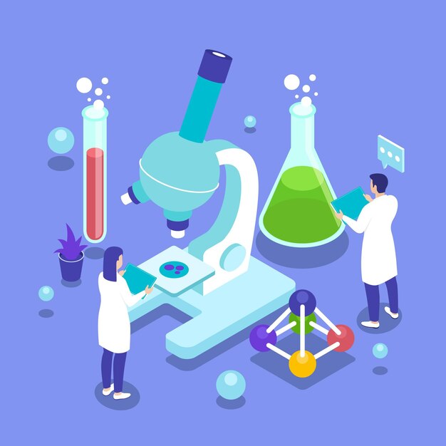 Concepto de ciencia ilustrada con microscopio