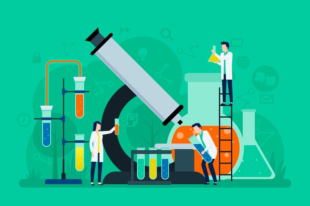Concepto de ciencia con microscopio grande