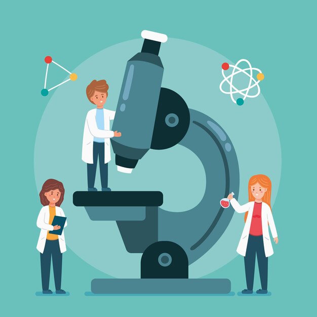 Concepto de ciencia con microscopio