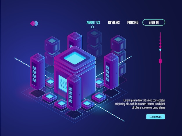 Concepto de ciudad inteligente digital, transmisión y procesamiento de big data, almacén de centro de datos