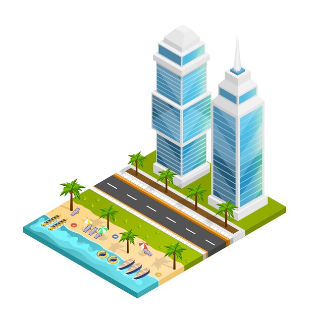 Concepto de ciudad y playa