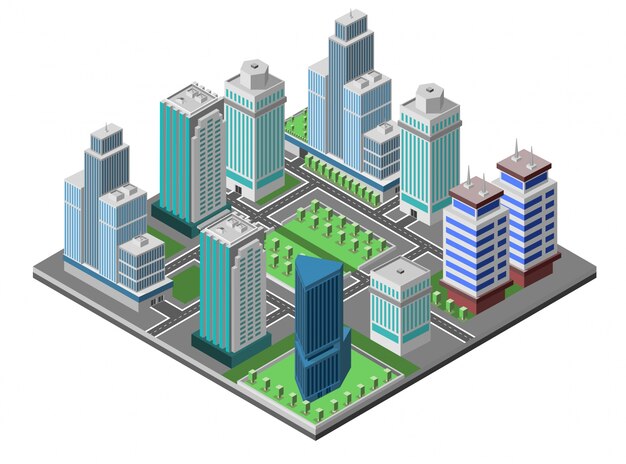 Concepto de la ciudad de rascacielos