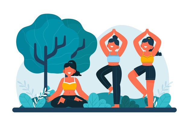 Concepto de clase de yoga al aire libre