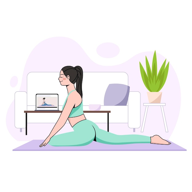 Vector gratuito concepto de clase de yoga en línea