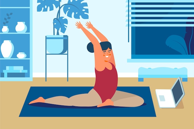 Vector gratuito concepto de clase de yoga en línea