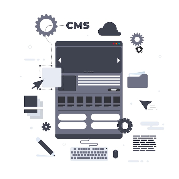 Concepto de cms en diseño plano