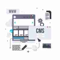 Vector gratuito concepto de cms en ilustración de diseño plano