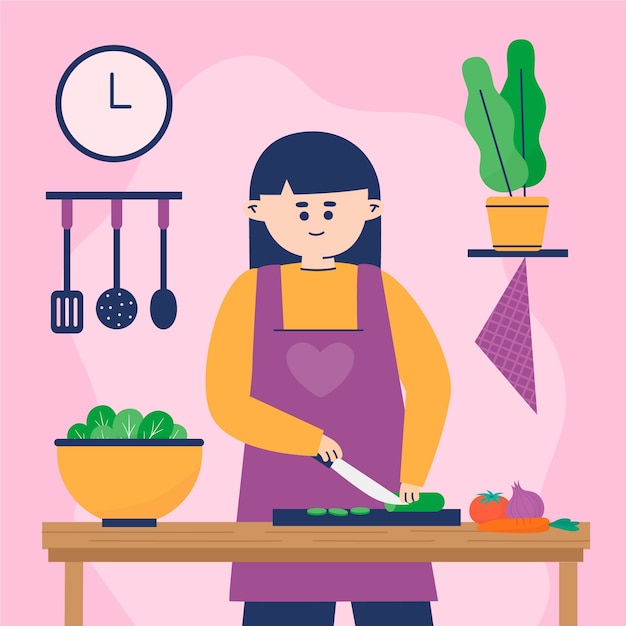 Vector gratuito concepto de cocina de personas